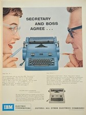 1955 vintage IBM portable typewriter print ad, Secretary And Boss Agree thumbnail