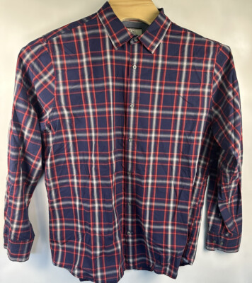 Flag & Anthem Men s Shirt Size XL Plaid Button Front Shirt Long Sleeve