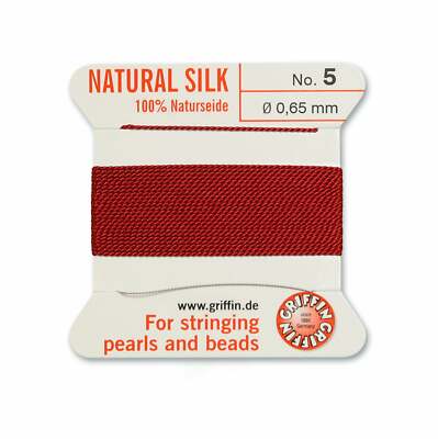 Greif Granat rot Seide 0,65 mm Nr.5 zum Auffädeln von Perlen und Perlen