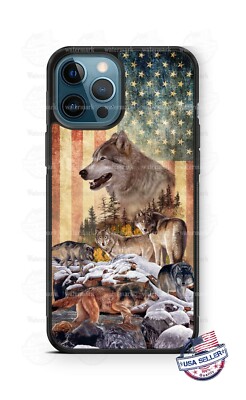 Wolf Pack on US Distressed Flag Phone Case Cover For iPhone 12 Samsung Google 4