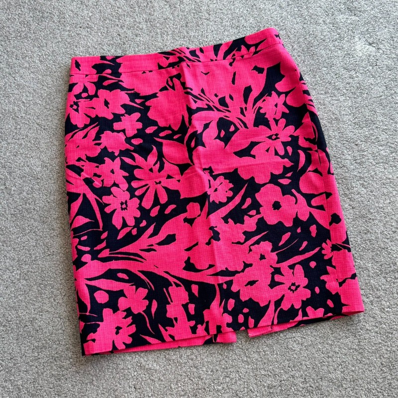 / J. Crew Pencil Skirt Black Hot Pink Cotton Summer Spring Office NWOT US 8