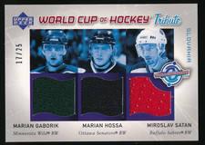 2004-05 Upper Deck World Cup Of Hockey Tribute Jersey Gaborik Hossa Satan /25