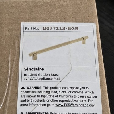 Belwith Keeler B077113-BGB Sinclaire 12'' Appliance Pull Brushed Golden Brass