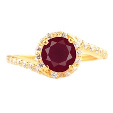 585er Gelbgold 1,70Kt 100% Natürlich Rot Rubin & IGI Zertifiziert Diamant Ring
