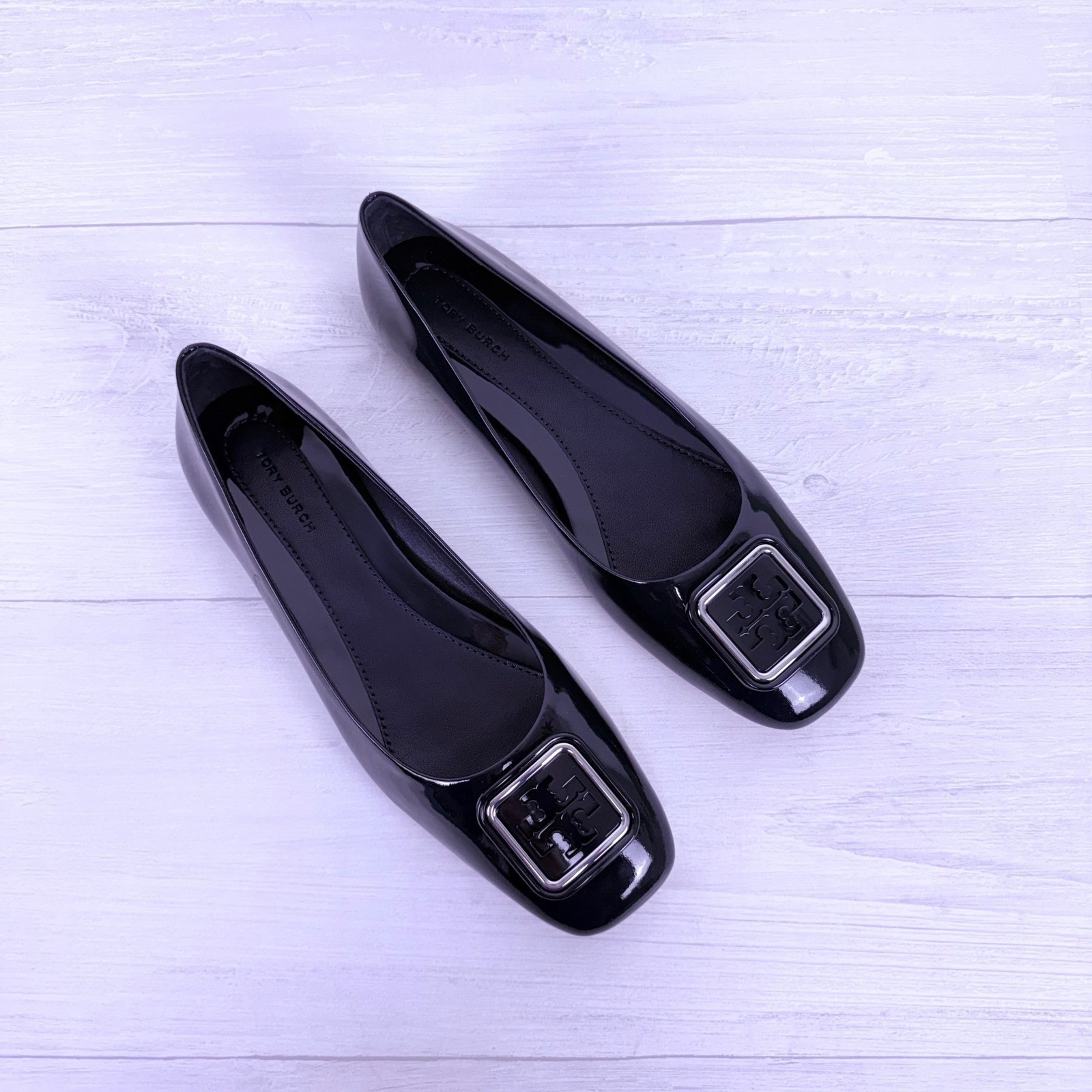 Tory Burch Georgia Ballet Flats Size 9 Perfect Navy Patent Leather Square Toe thumbnail 12