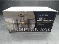 Hampton Bay Mullins 6.75 in. 1-Light Brushed Nickel Mini Pendant w/ Clear Shade