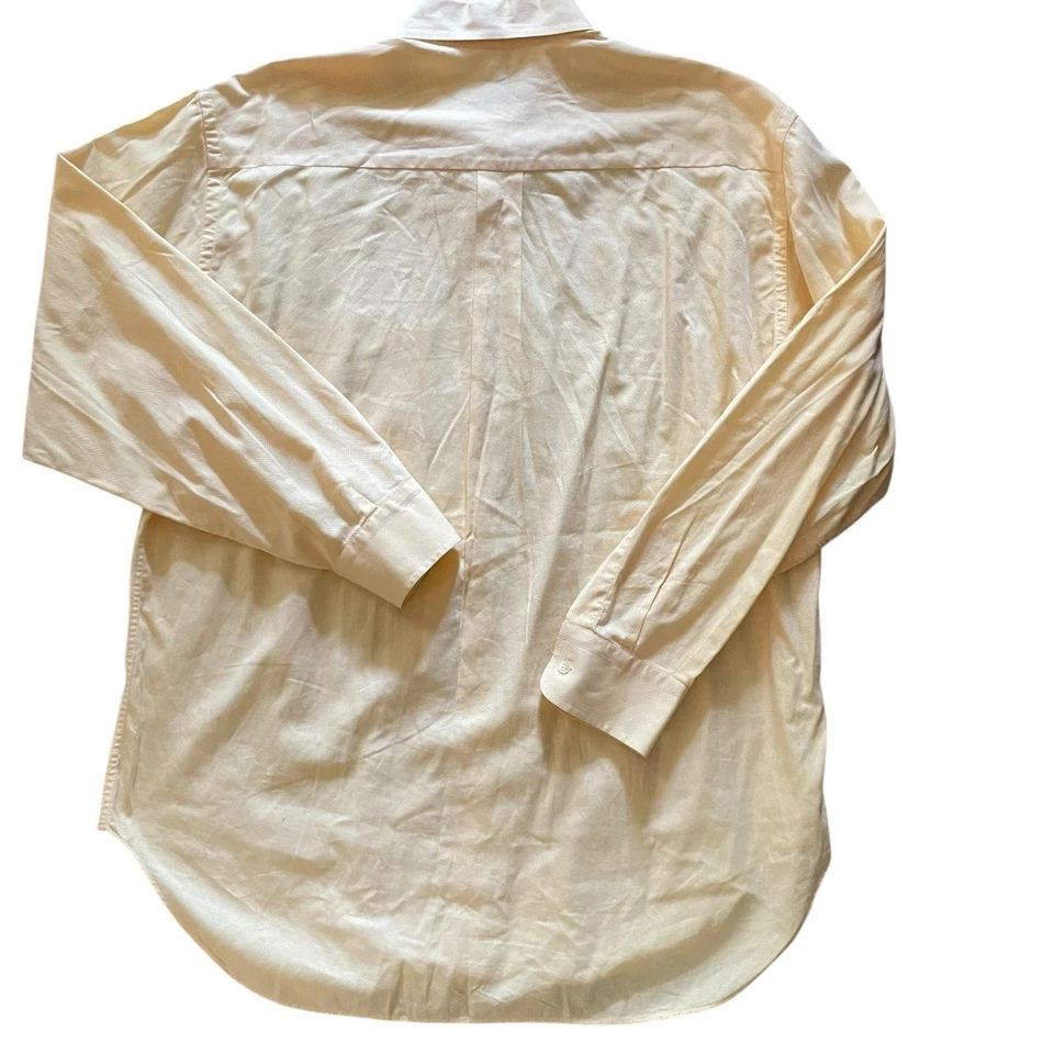 Camisa de vestir Corneliani para hombre amarilla melocotón microcuadros botón frontal camisa grande Foto 3 de 4