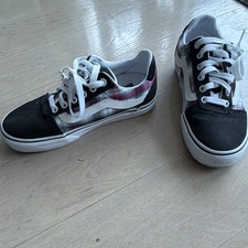 VANS Old Skool Plaid Canvas Lace-Up Sneakers Comfort Cushioned Black Pink 6.5M