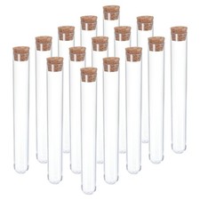 15Pcs 150x20mm 30ml Plastic Test Tube with Cork Stoppers