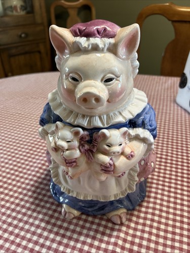 Heritage Mint Ltd KOOKIE Pig Piglets Multicolor Ceramic Cookie Jar Vintage
