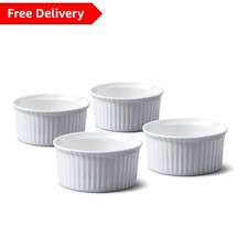 Classic Set of 4 White Ramekins - Individual Serving Dishes for Elegant Dining