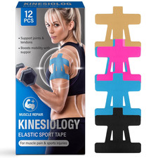 Precut Kinesiology Tape for Shoulder  12-Pack Waterproof Support  Muscle Pain