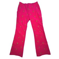 Lilly Pulitzer Womens Palm Tree Embroidered Corduroy Pants Size 2 Bright Pink