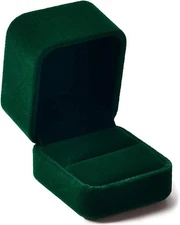 Oirlv Velvet Jewelry Box Small Ring Bearer Case (Green) Green 