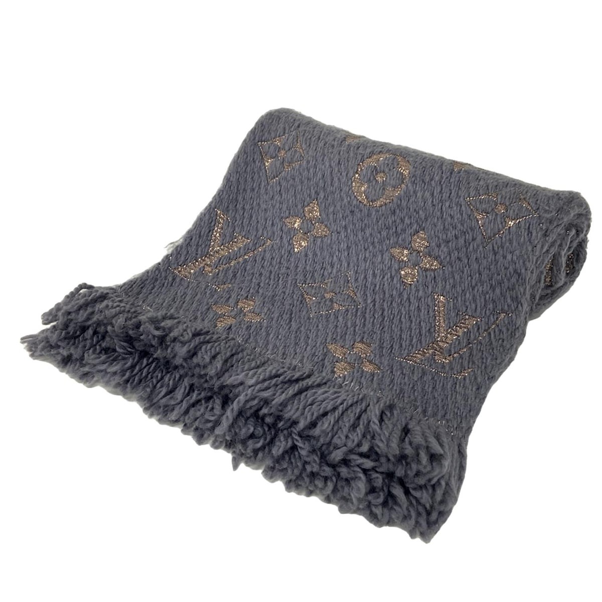 Louis Vuitton Echarpe Gomania Shine Scarf Grey Wool Silk Pre-Owned