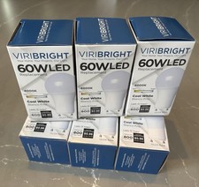 VIRIBRIGHT 60 -Watt EQ A19 Cool white GU24 pin base LED Light Bulb 6-Pack