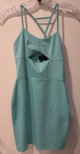 Nasty Gal Strappy Cutout Mini Dress in Aqua small 