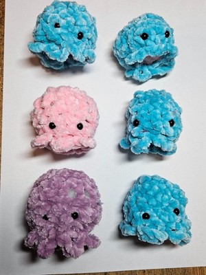 Six Handmade Crochet Octopus Plush-Approx. 2'' Various Colors -Free Shipping