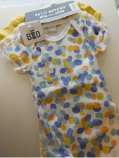 Petit Bateau Baby Short Sleeve Birth Bodysuits (Pack of 3) 18 Months NWT FRANCE