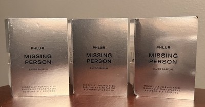 Missing Person By Phlur Eau de Parfum Lot Of 3 Samples .06 Fl Oz /2 Ml Each