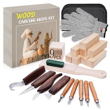 Wood Carving Kit, 4PCS Wood Carving Knives  5PCS Detail Knives, 9 Basswood B...