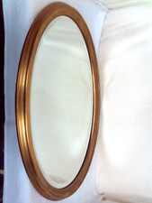 Wandspiegel Antik Stil Holzrahmen Gold Garderobenspiegel Oval Facettenschliff