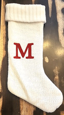 19" WONDERSHOP White KNIT Red "M  Monogram XMAS STOCKING Target