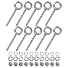 10-Sets Stainless Eyebolt M5x60mm Shoulder Lifting Eye Bolt with Nuts Washers