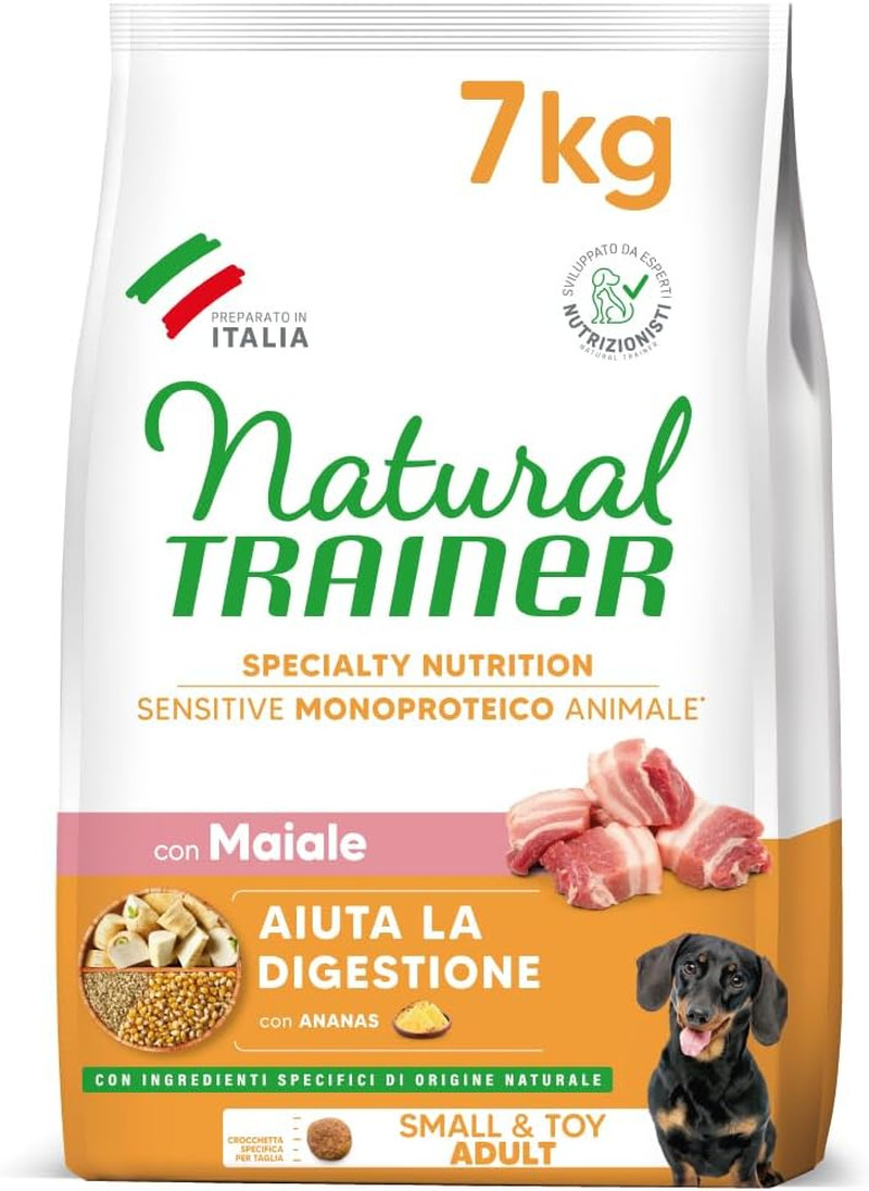 Cibo Cani Natural Trainer Sensitive No Gluten Maiale 7Kg - Small & Toy