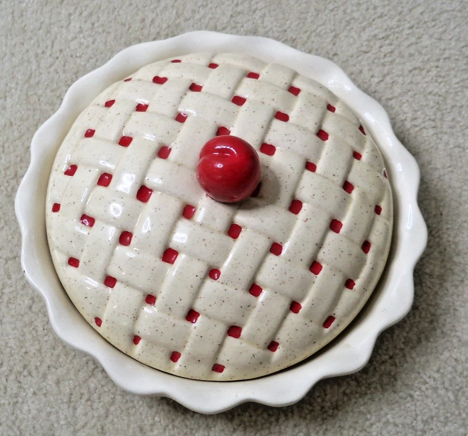 Ceramic Cherry pie keeper dish with cover lid
Opens in a new window or tab