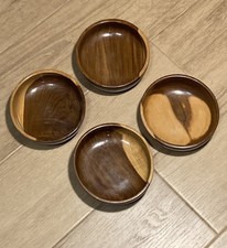 Set of 4 Vintage Solid Walnut Salad Bowls, Hand Turned, Approx. 6  Diameter