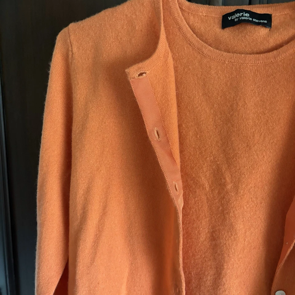 Conjunto Suéter Vintage Valerie by Valerie Steven’s Naranja Cachemira Talla Mediana Foto 4 de 4