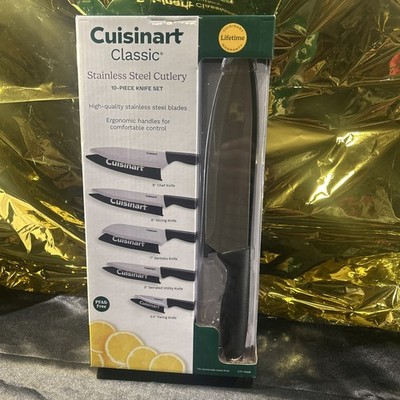 Cuisinart Classic 10 Pc Knife Set C77-10SM Chef Santoku Serrated Knives
