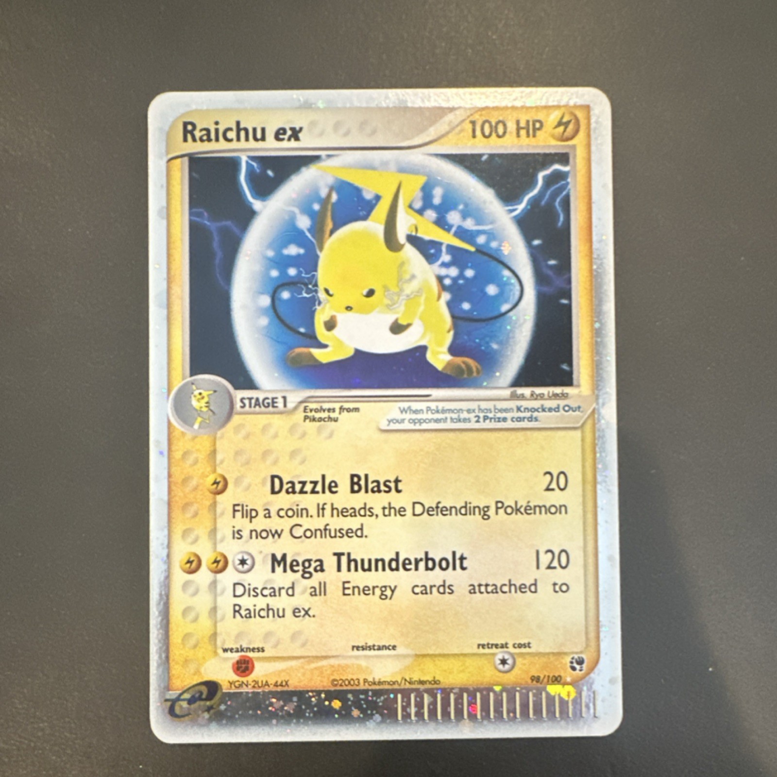 Pokémon Raichu EX 98/100 Sandstorm Ultra Rare Holo 100 HP Stage 1 Card
