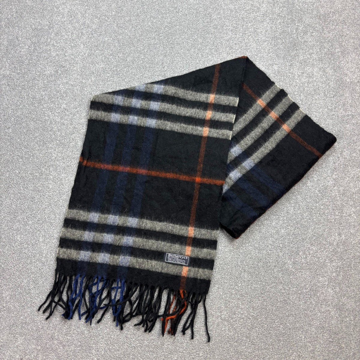 Burberry London Scarf 64x12 Inches Black Nova Check 100% Lambswool