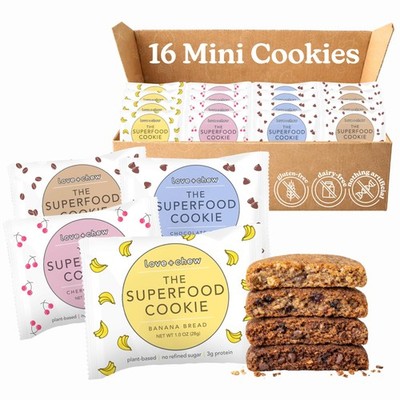 Love + Chew Mini Vegan Cookies, Gluten Free, 34g Plant Based Protein Per Cook...