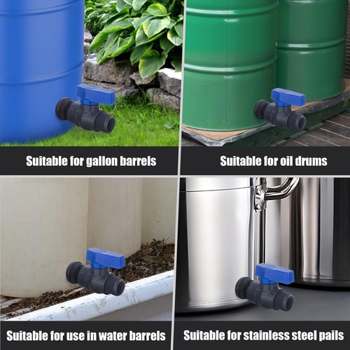 PVC Rain Barrel Spigot Kit 2 Pack 3/4" GHT Garden Hose Shut Off Valve With Bu... - Picture 6 of 6