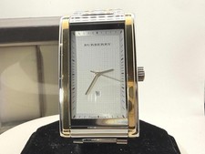 Burberry Reloj Suizo Cuarzo 27mm Rectangular Dos Tonos Fecha Caja Nuevo Bate