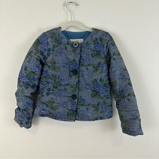 Tucker  Tate Girls' Blue Floral Quilted Jacket Button Front Size 7