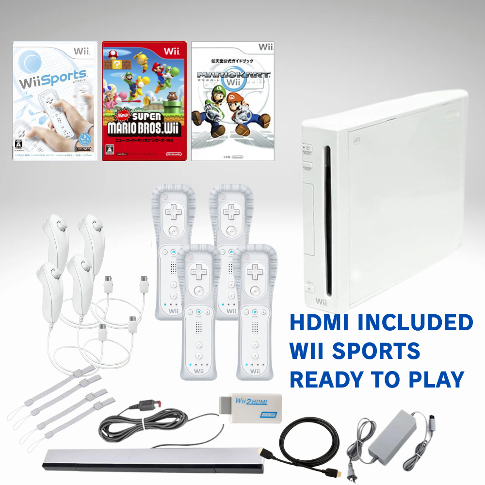 Nintendo Wii Game Select Console HDMI Set RVL-001 Region Free 1-4
