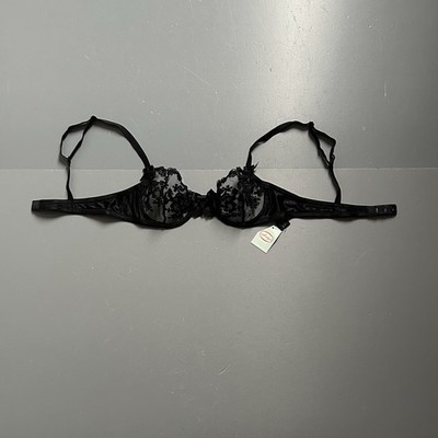 Neu mit Etikett La Perla Vintage schwarz Bügel-BH mit bestickten Blumen und Tüll 2°