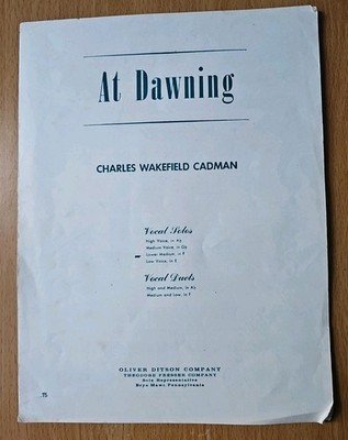 At Dawning I Love You Vocal Solos Duet Sheet Music Charles Wakefield Cadman 1906