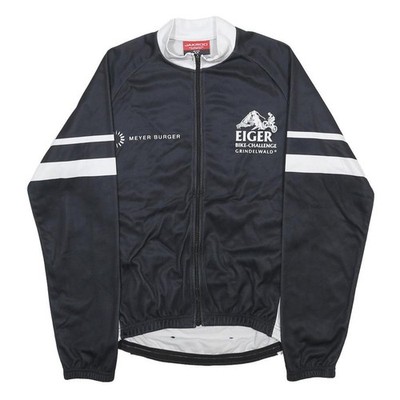 JAKROO Herren Schwarz Weiß Grafik Langarm Zip Radtrikot M