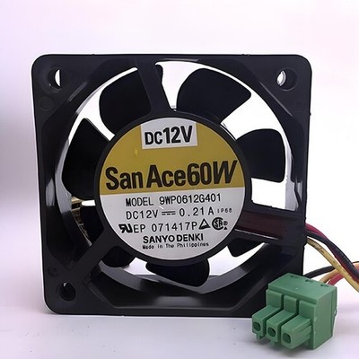 1 Pc. New 9WP0612G401 Inverter Cooling Fan 6025 DC12V 0.21A IP68 6CM 3Pin *pz