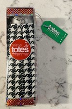 NEW IN PACKAGE MISTLE TOTES BLACK WHITE HOUNDSTOOTH PRINT PURSE SIZE UMBRELLA