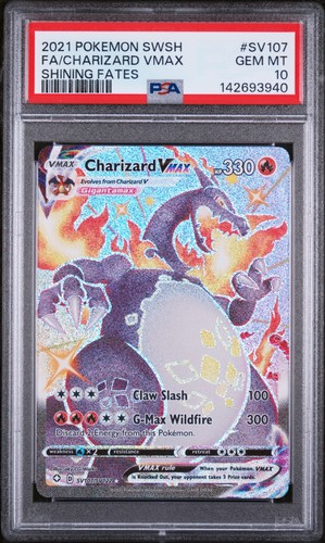 2021 POKEMON SWORD & SHIELD SHINING FATES #SV107 FULL ART/CHARIZARD VMAX PSA 10