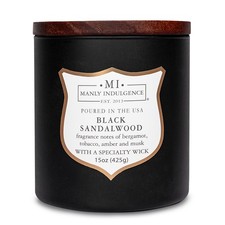 Black Sandalwood Scented Candle for Men 15 oz, Wood Wick, 60Hour Burn