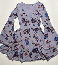 Urban Outfitters Kimchi Blue Dress XS Floral Bell Sleeve Mini Boho Festival