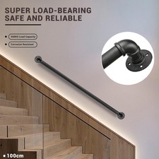 100CM Handrail Stair Rail Grab Balustrade Kit Black Metal Staircase Banister