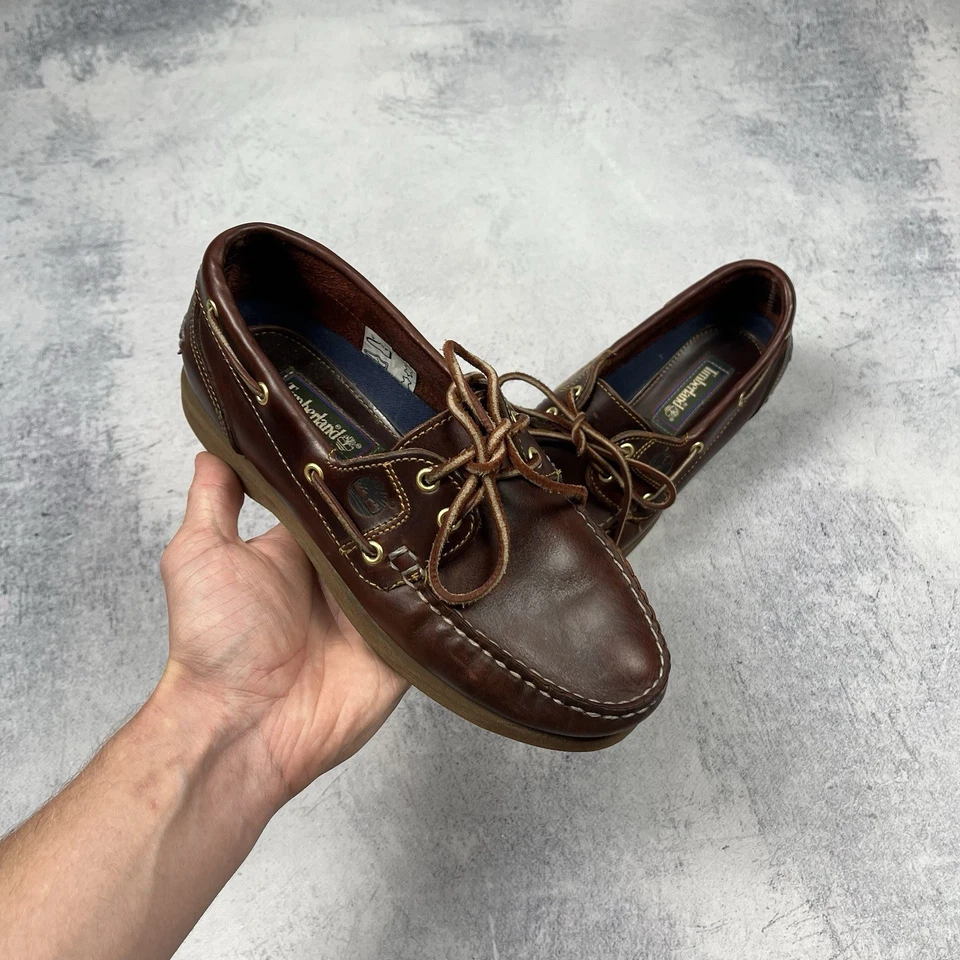 Zapatos Mocasines Timberland Vintage Cuero Marrón Barco Para Mujer Talla 8 Topsiders Foto 4 de 4